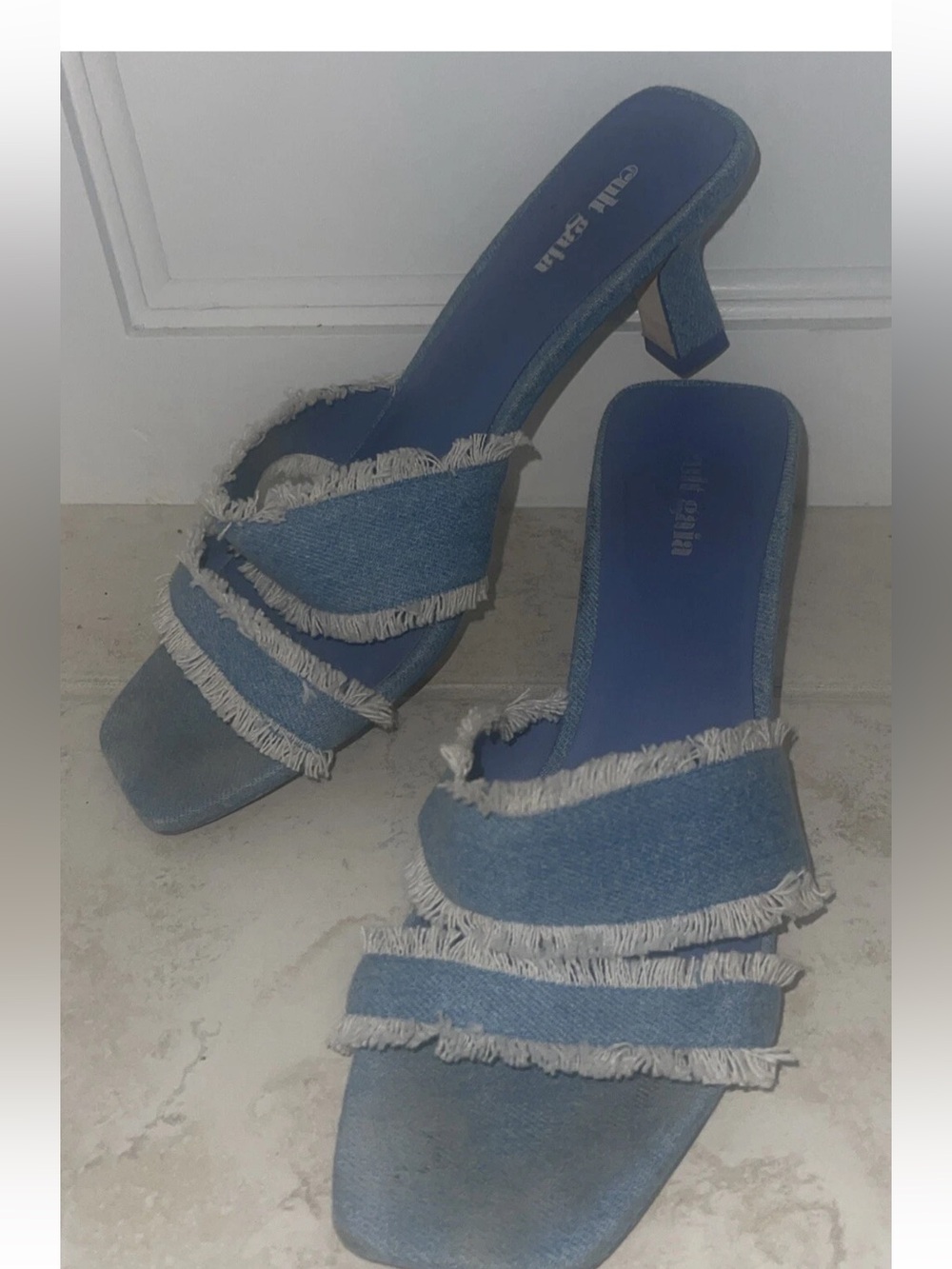 CULT GAIA Blue Denim Fringe Fae Sandal  Size 39